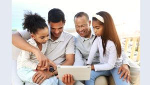 parents reviewing online content with daughters